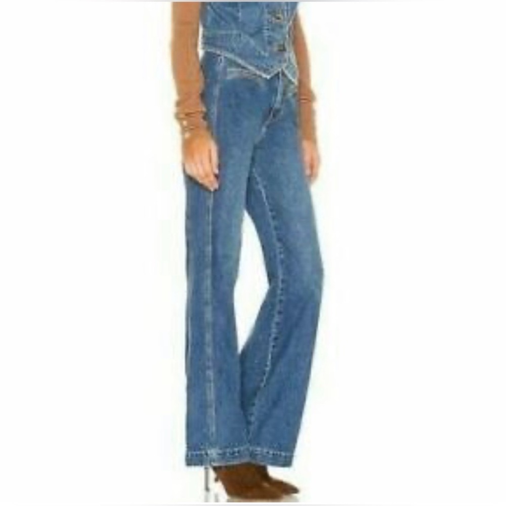 NWT Free People Modern Meadow Denim Suit (Pants Only) High Rise Wide Leg XS NWT